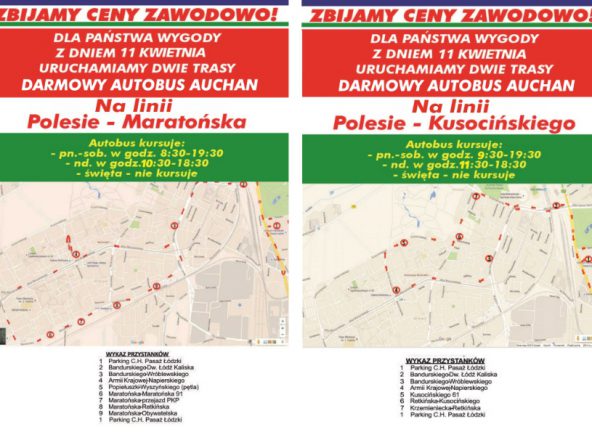 Ruszyły darmowe autobusy do Auchan w Pasażu Łódzkim