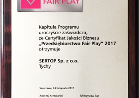 SERTOP – Przedsiębiorstwem Fair Play 2017r.