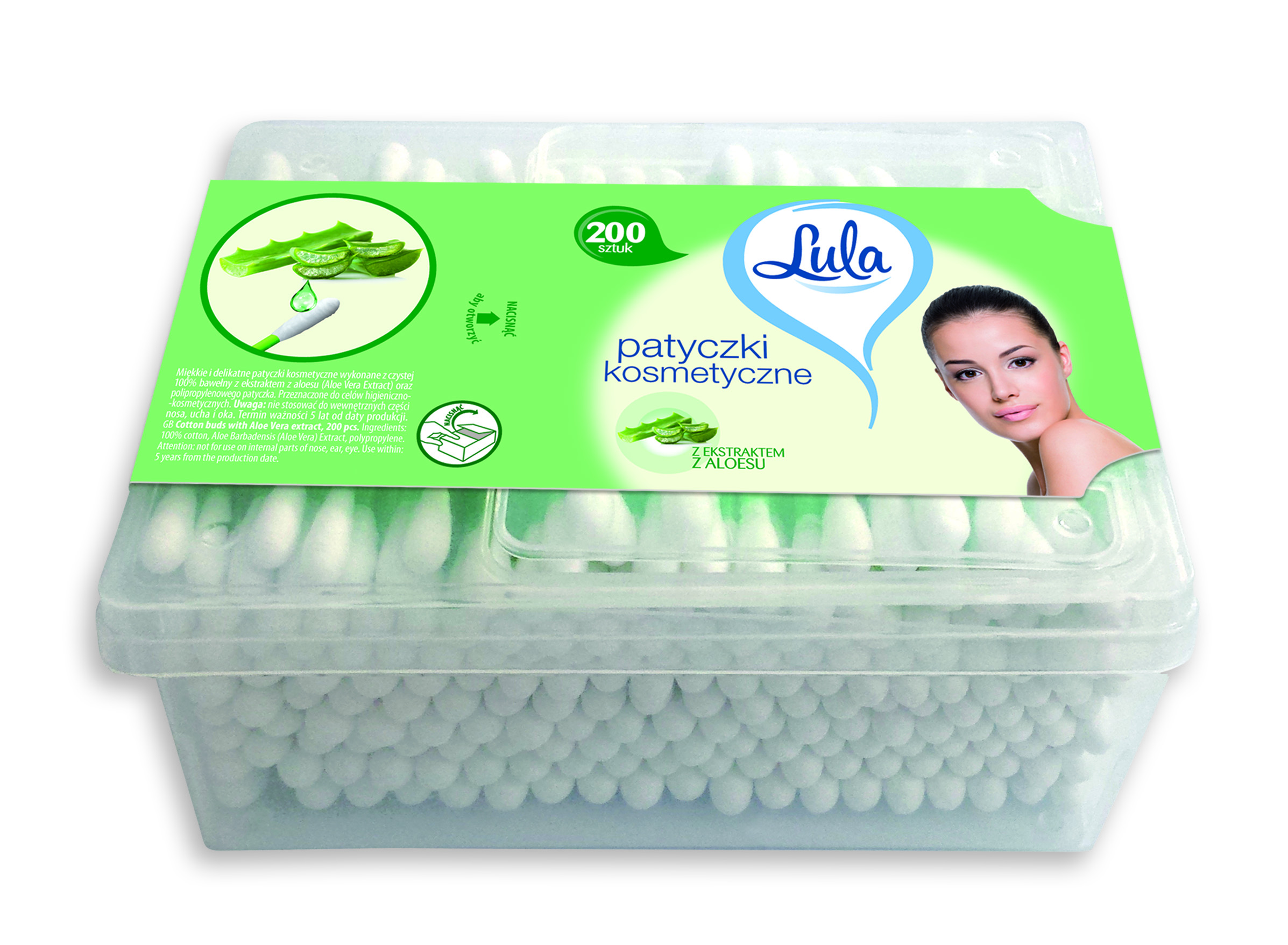 LULA – Patyczki kosmetyczne z ekstraktem z aloesu 200 szt. box