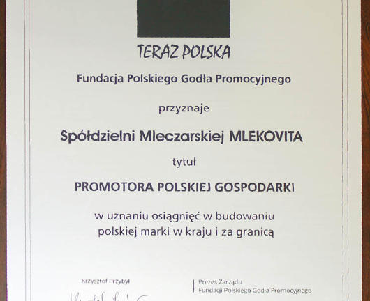 MLEKOVITA Promotorem Polskiej Gospodarki