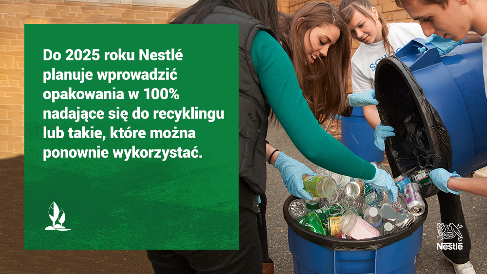 Nestlé chce wprowadzić opakowania w 100% nadające się do recyklingu