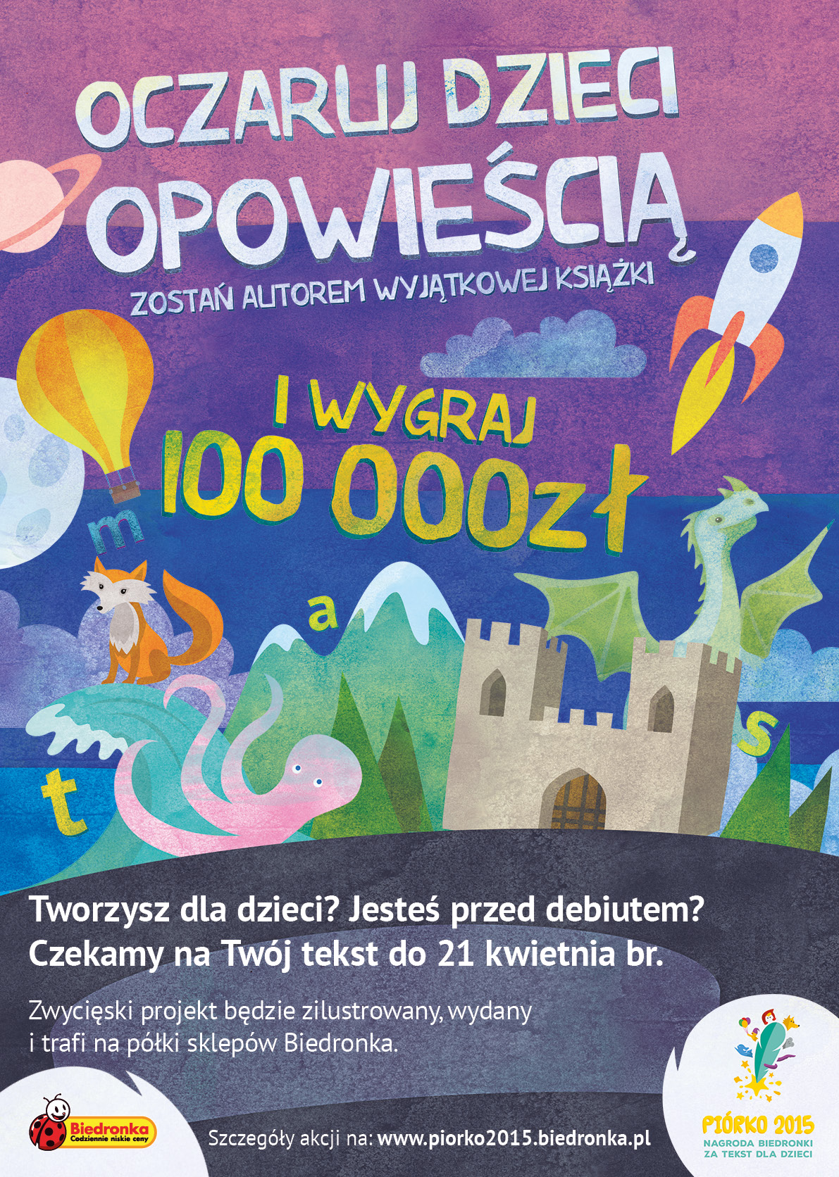 100 tys. zł do zdobycia za najlepszy tekst dla dzieci w konkursie Biedronki