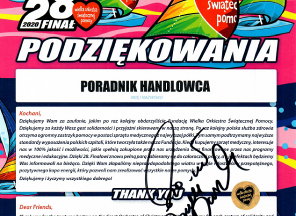 Jurek Owsiak dziękuje „Poradnikowi Handlowca”