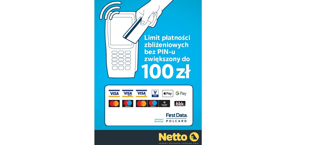 Netto: płatności kartą do 100 zł bez kodu PIN