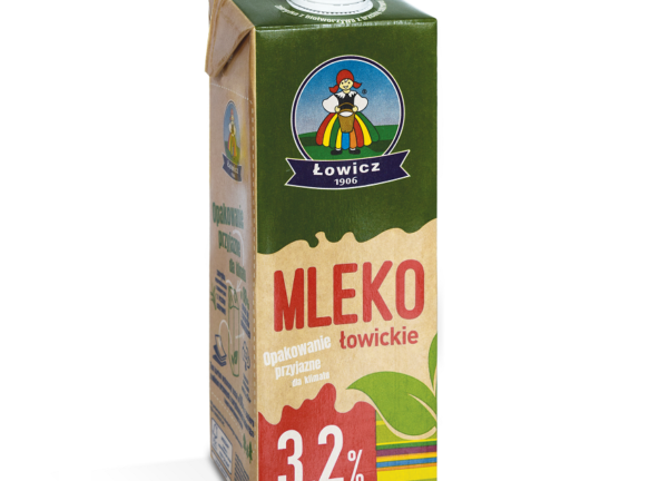 Mleko UHT 3,2% 1L w opakowaniu kartonowym z surowców odnawialnych