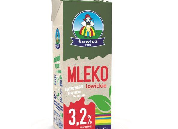 Mleko UHT 3,2% 1L w opakowaniu kartonowym z surowców odnawialnych