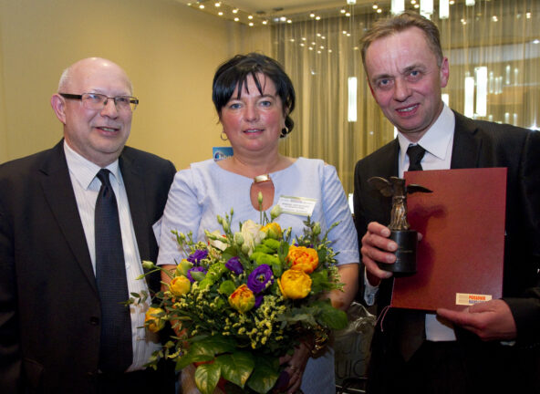 Małgorzata i Grzegorz Majewscy z nagrodą Hermesa w 2015 r. w kategorii Handel detaliczny z tradycjami