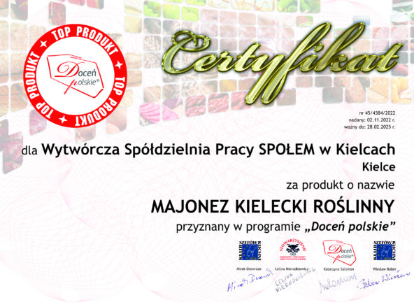 WSP „Społem” Kielce ponownie z wyróżnieniem „Doceń polskie”