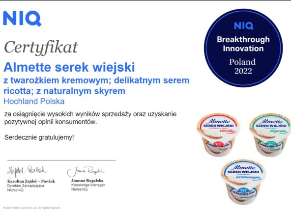Breakthrough Innovation Report Poland 2022. Serki wiejskie Almette numerem jeden w kategorii „nabiał”!