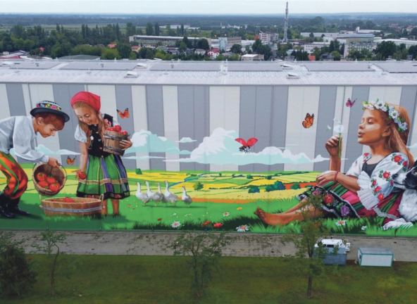 Największy mural w Polsce powstał na ścianie zakładu Agros Nova w Łowiczu