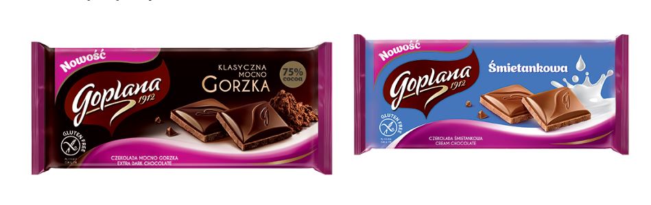 Klasyczna Mocno Gorzka 75% i Śmietankowa dołączają do rodziny czekolad Goplana