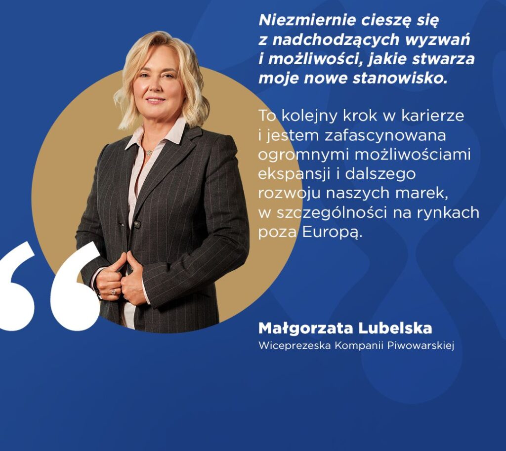 Kompania Piwowarska: Małgorzata Lubelska obejmie stanowisko Dyrektorki Kategorii i Marek Globalnych, w europejskiej strukturze Asahi Group