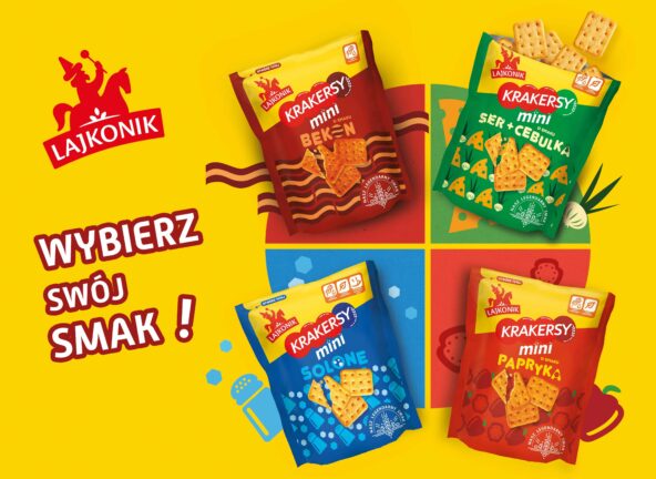 Mini Krakersy od marki Lajkonik z nowymi opakowaniami