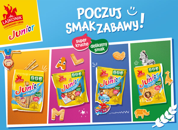 Kultowe przekąski Lajkonik Junior w nowych opakowaniach