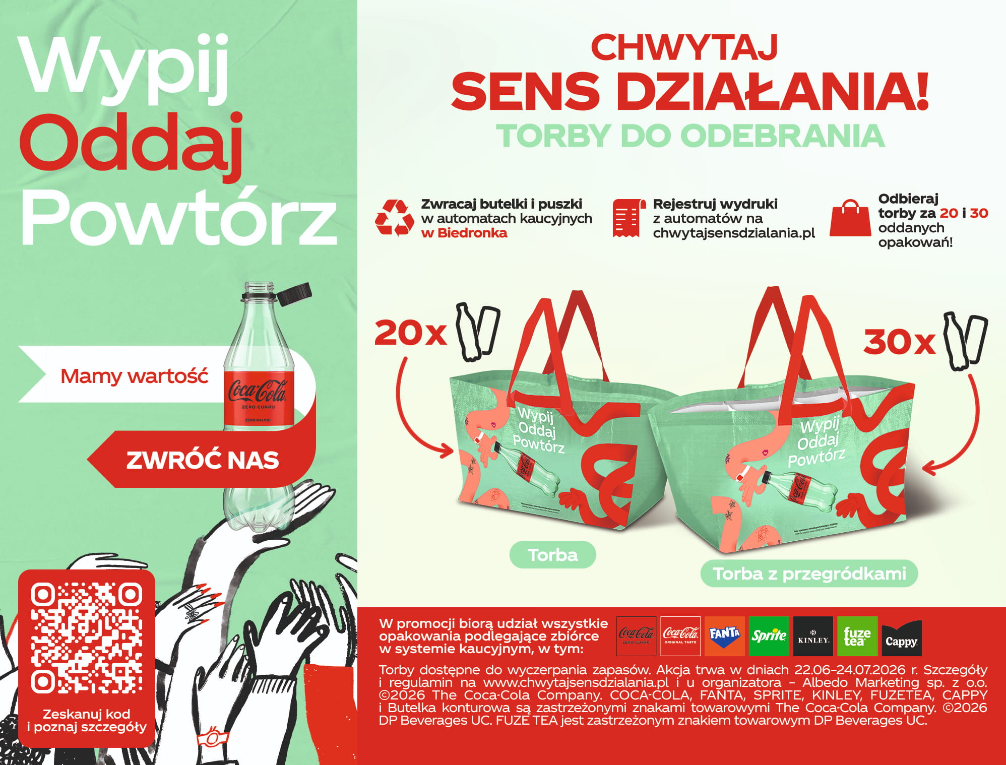 System Coca-Cola i Biedronka chcą ułatwić konsumentom przechowywanie butelek i puszek z kaucją
